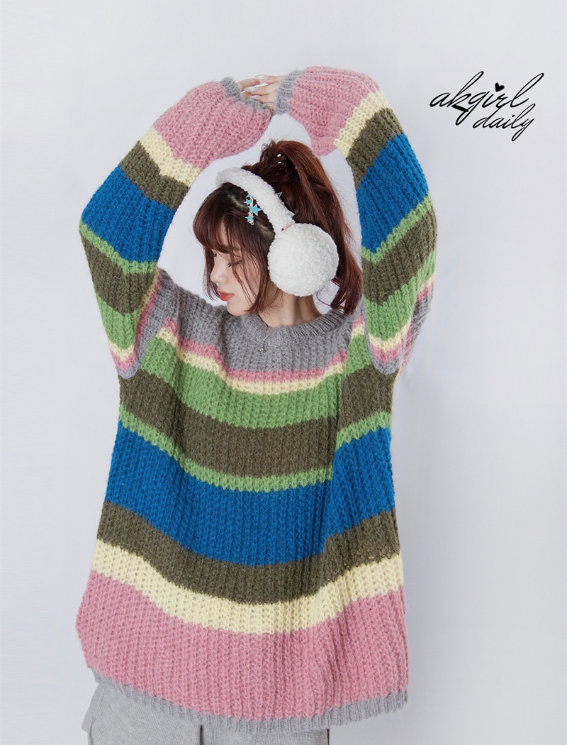 Lazy pullover rainbow autumn and winter loose sweater