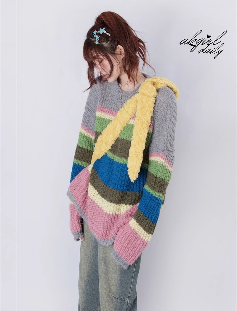 Lazy pullover rainbow autumn and winter loose sweater