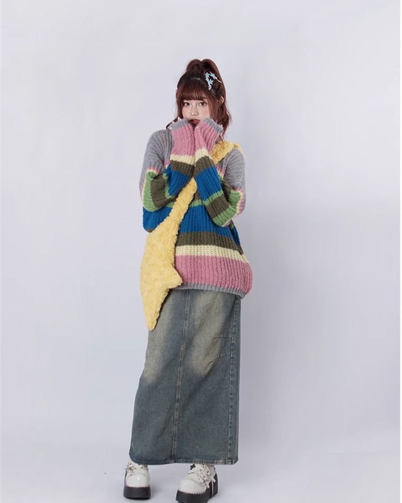 Lazy pullover rainbow autumn and winter loose sweater