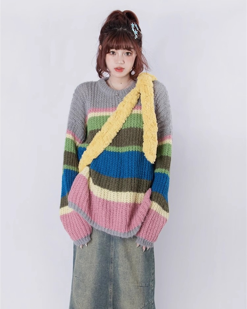 Lazy pullover rainbow autumn and winter loose sweater