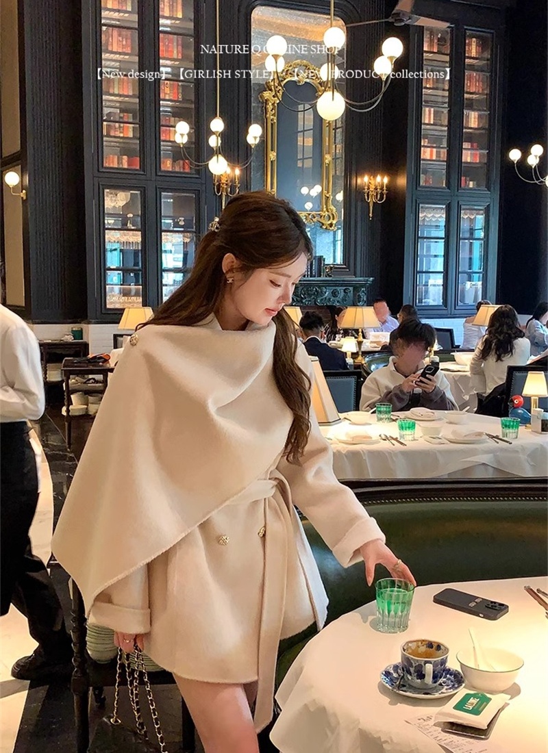 Two-sided wool scarves Korean style cloak for women