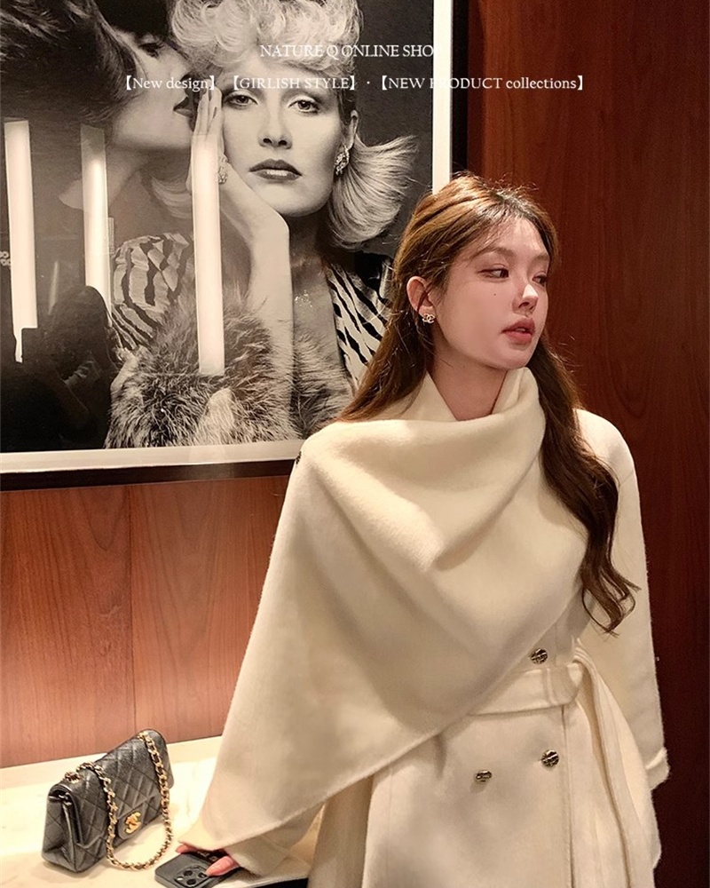 Two-sided wool scarves Korean style cloak for women