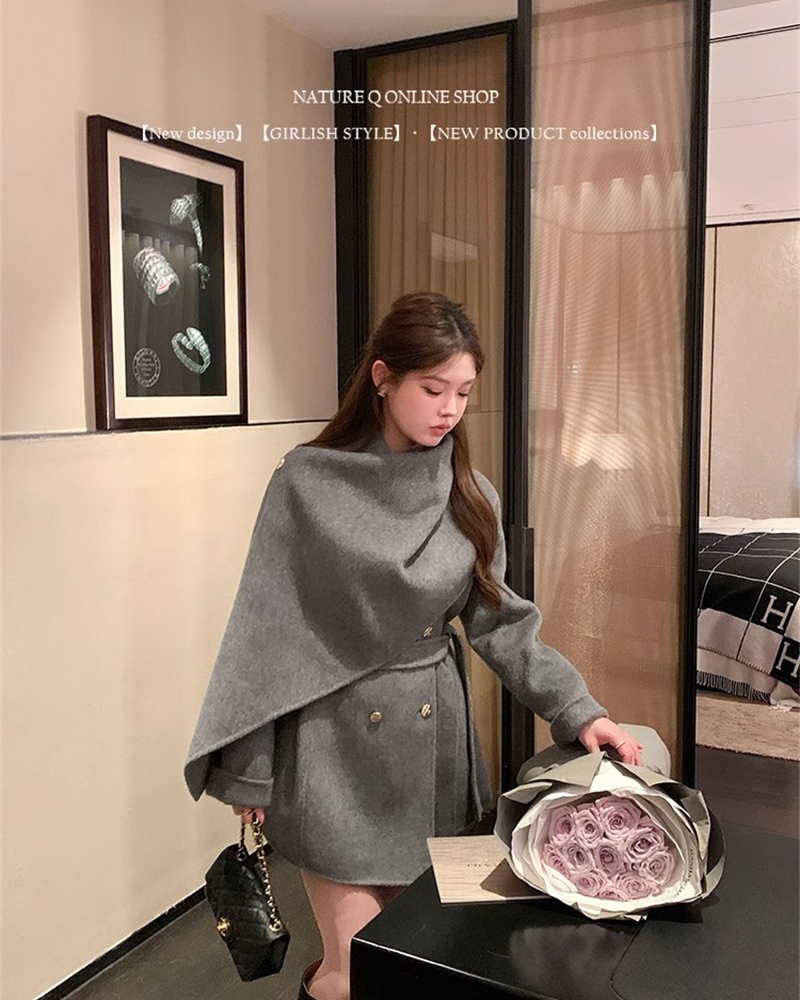 Two-sided wool scarves Korean style cloak for women