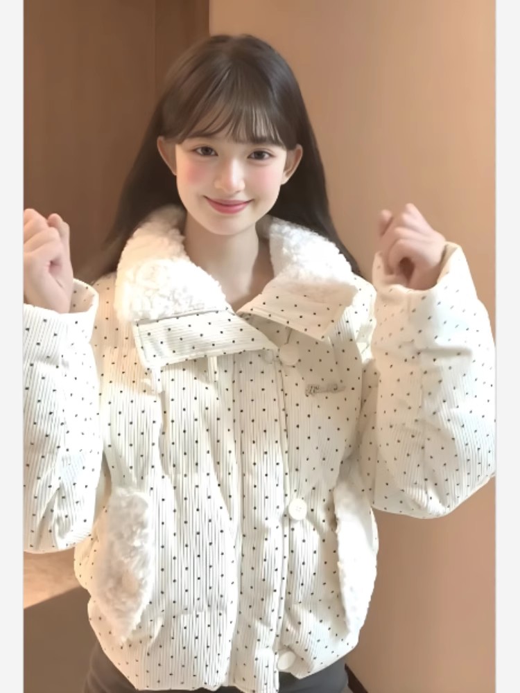 Sweet style down bread clothing fur collar cotton coat