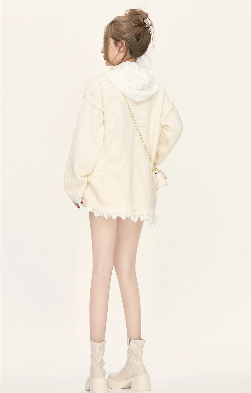 Splice long lazy sweater autumn and winter lace tops