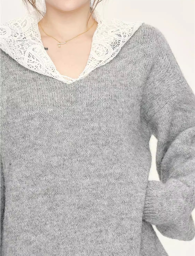 Splice long lazy sweater autumn and winter lace tops