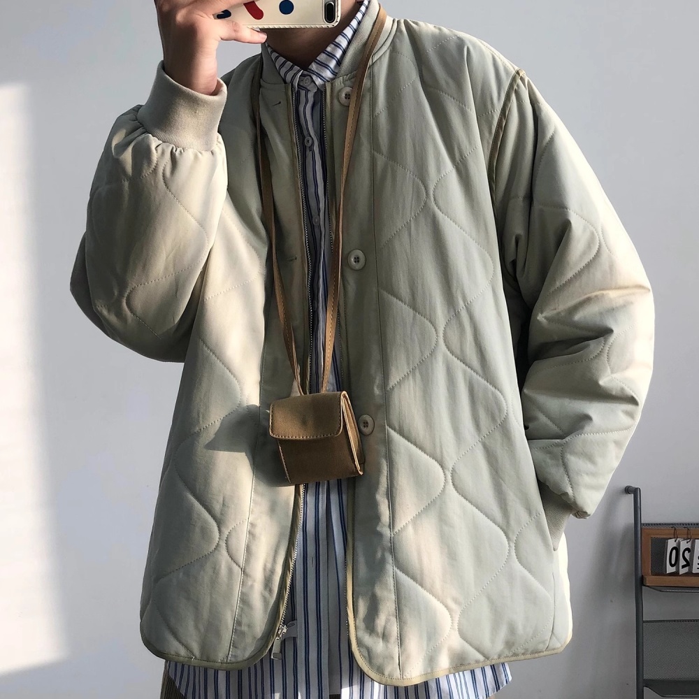 Baseball collar retro coat winter khaki cotton coat for men