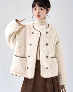 Chanelstyle tops imitation lamb's wool coat for women