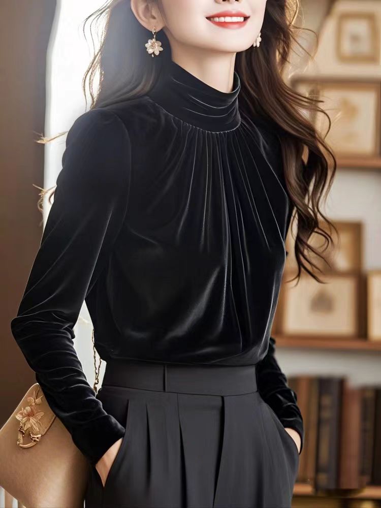 Temperament high collar bottoming shirt niche tops