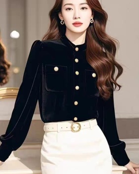 Velvet shirt fashionable small shirt for women