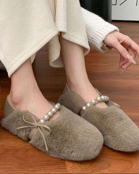 Pearl elmo plus velvet thermal Casual flat shoes for women