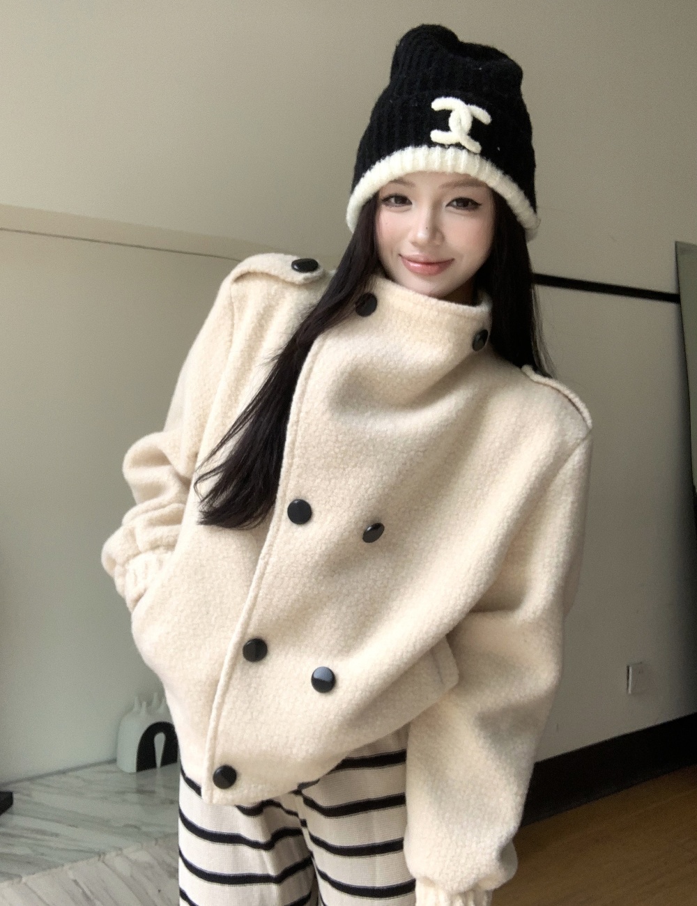 Thermal tender tops plush clip cotton coat for women