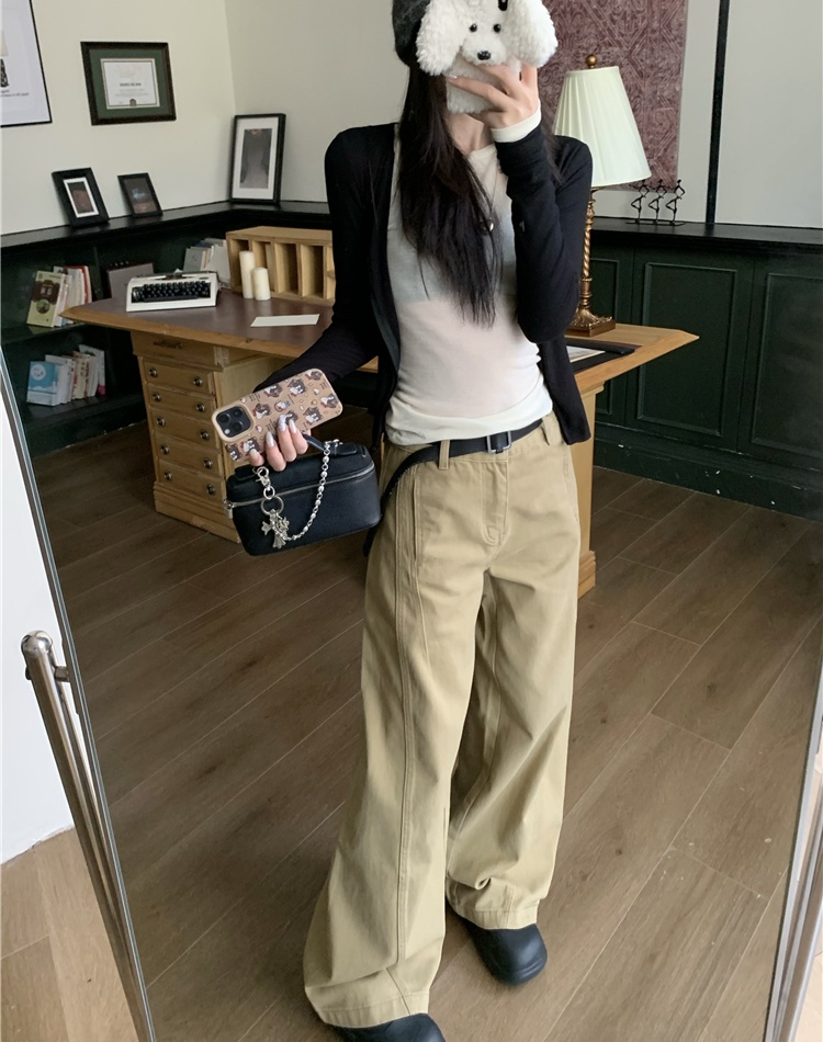 All-match Casual fashion jeans wide leg straight long pants