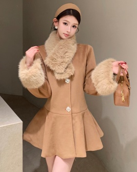 Woolen overcoat clip cotton cloak for women