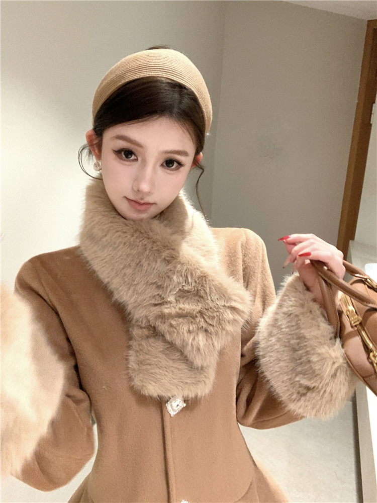 Woolen overcoat clip cotton cloak for women