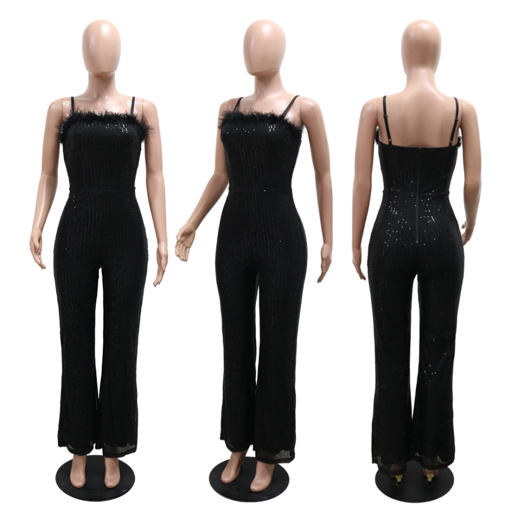 European style sequins sexy sling jumpsuit for women