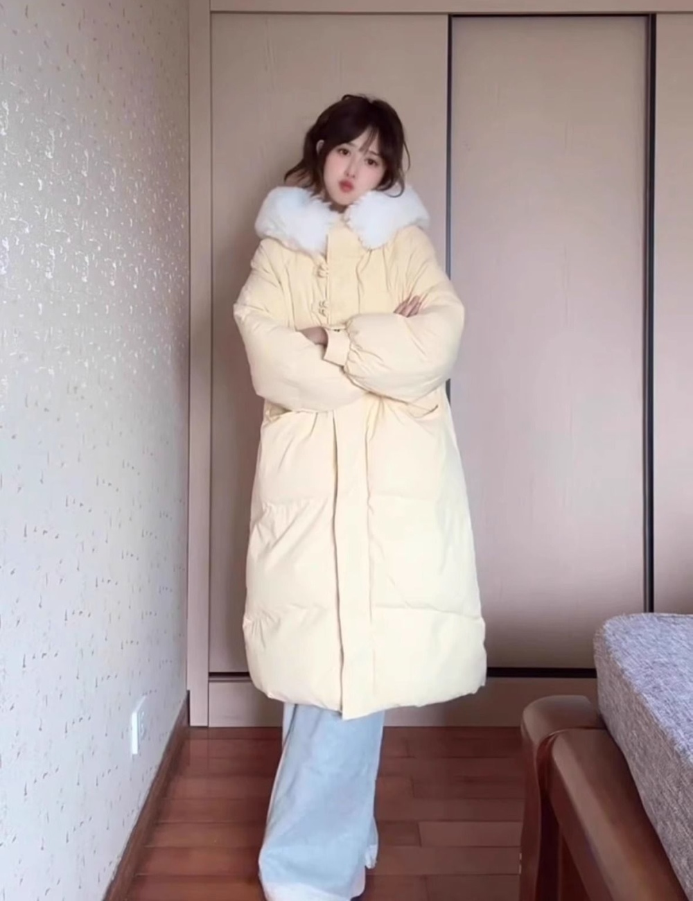 Hooded Korean style coat loose cotton coat