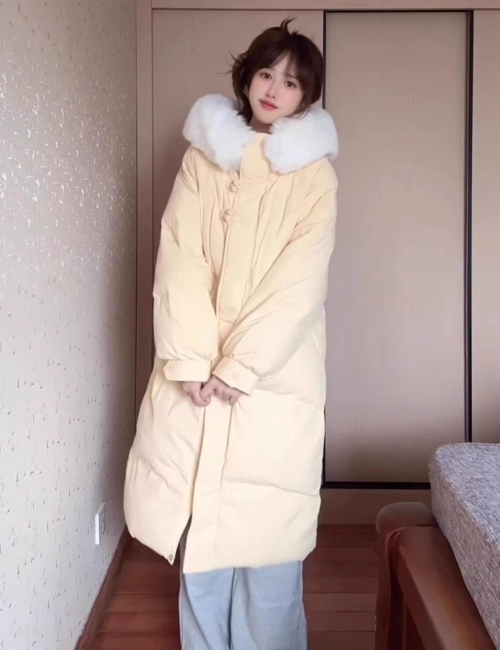 Hooded Korean style coat loose cotton coat