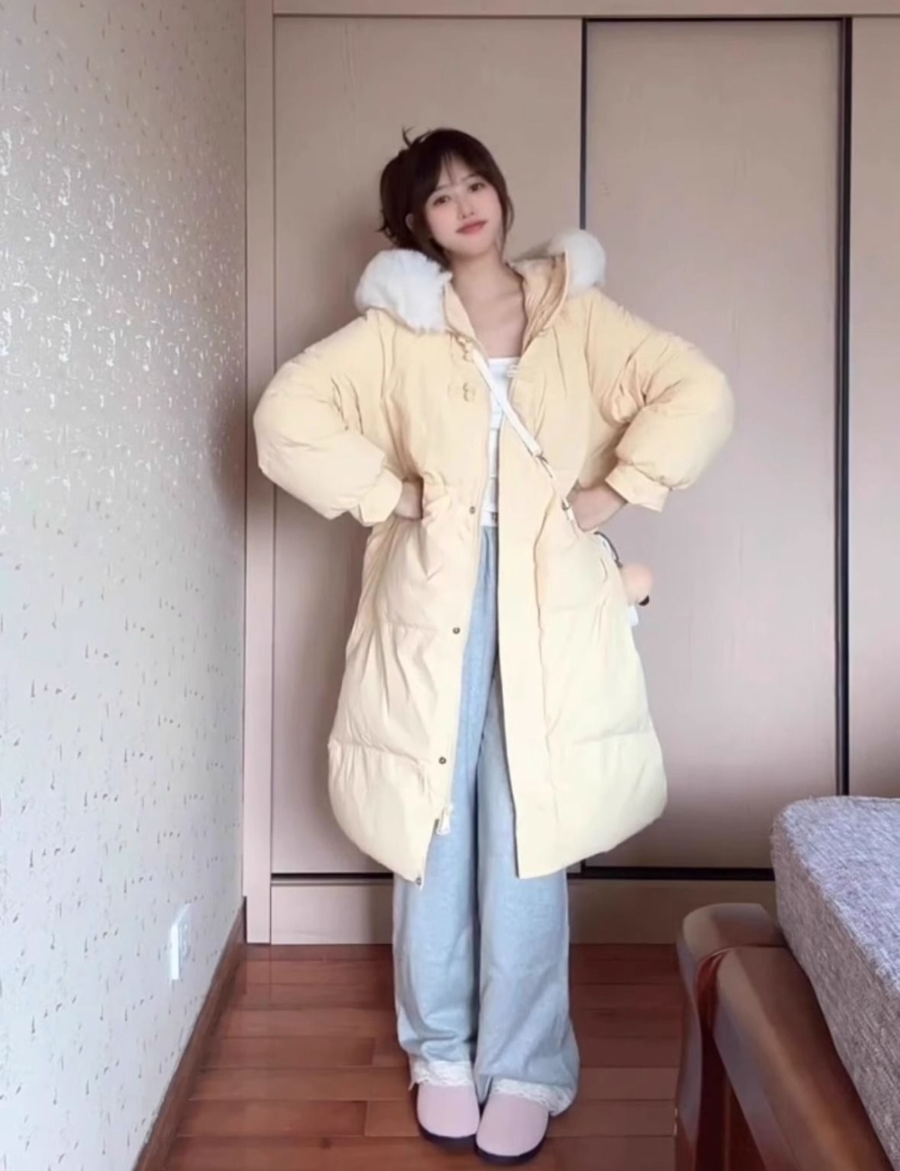 Hooded Korean style coat loose cotton coat