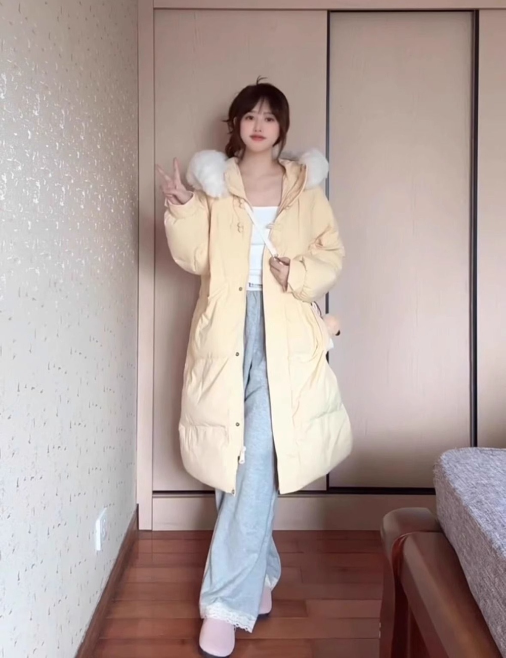 Hooded Korean style coat loose cotton coat