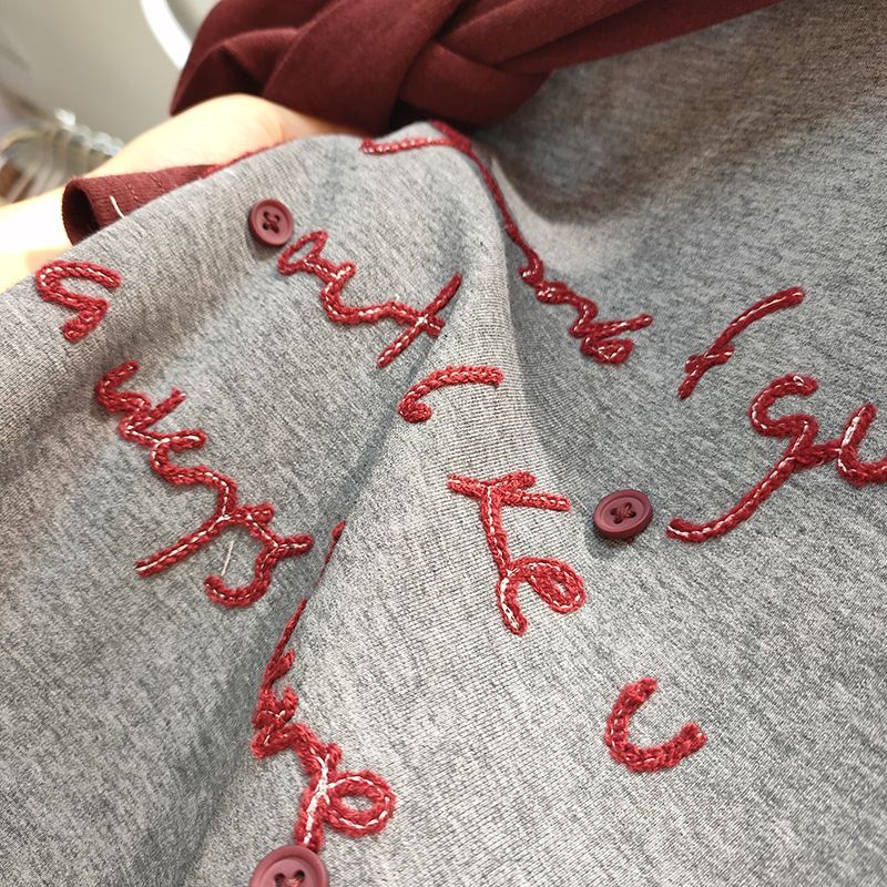 Short Casual embroidery tops student letters hoodie for women