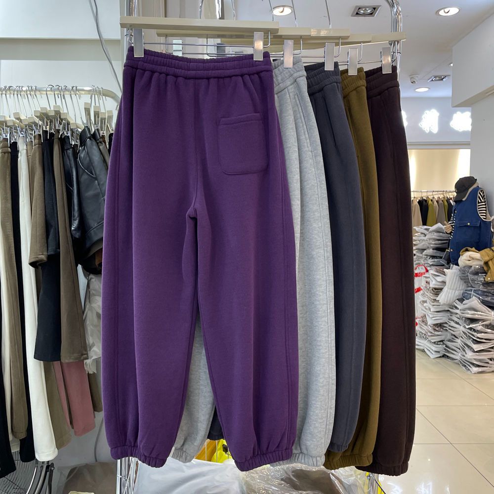 Winter sweatpants thick wide leg pants for women