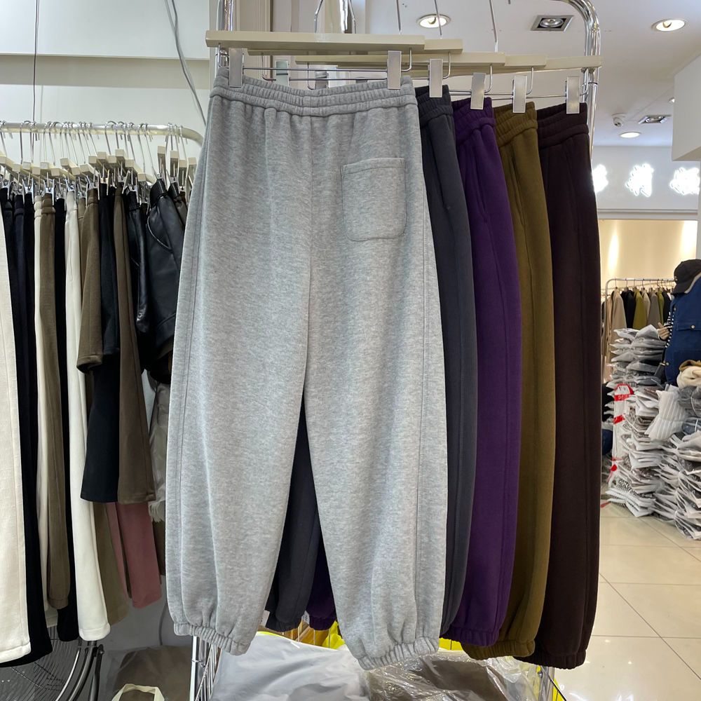 Winter sweatpants thick wide leg pants for women