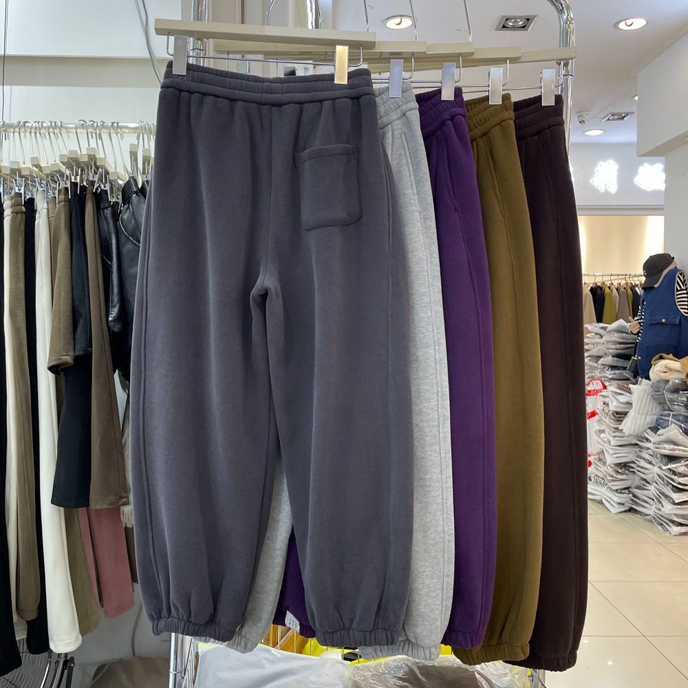 Winter sweatpants thick wide leg pants for women