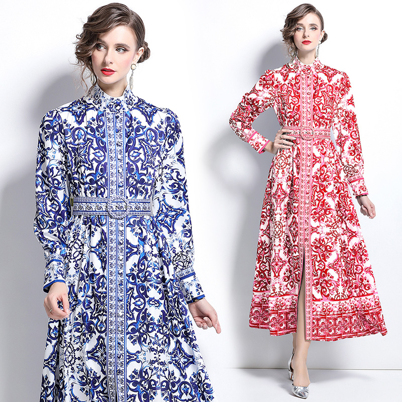 Fashion European style printing court style dress