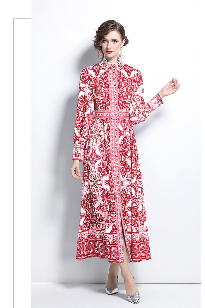 Fashion European style printing court style dress