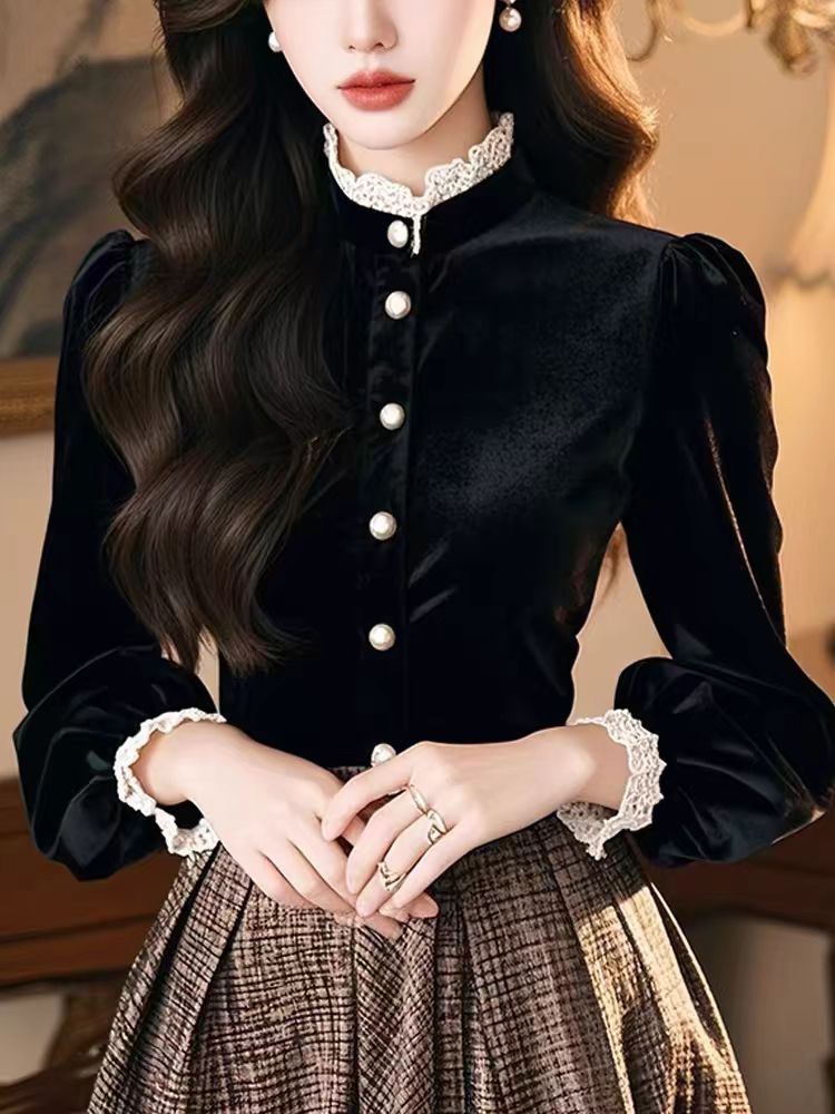 Fashion cstand collar small shirt elegant shirt for women