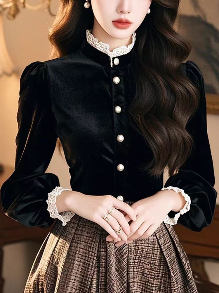 Fashion cstand collar small shirt elegant shirt for women