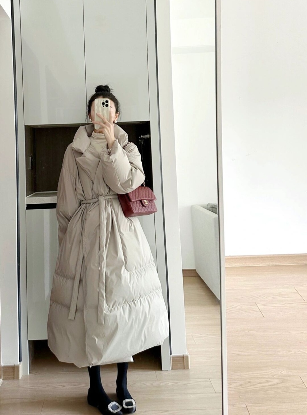 Exceed knee lazy coat thick large yard down coat for women