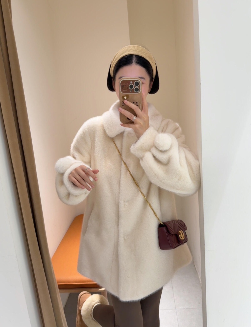 Velvet jacket long fur coat Korean style overcoat for women