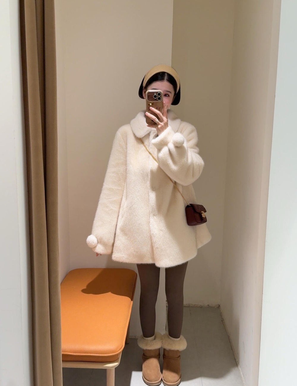 Velvet jacket long fur coat Korean style overcoat for women