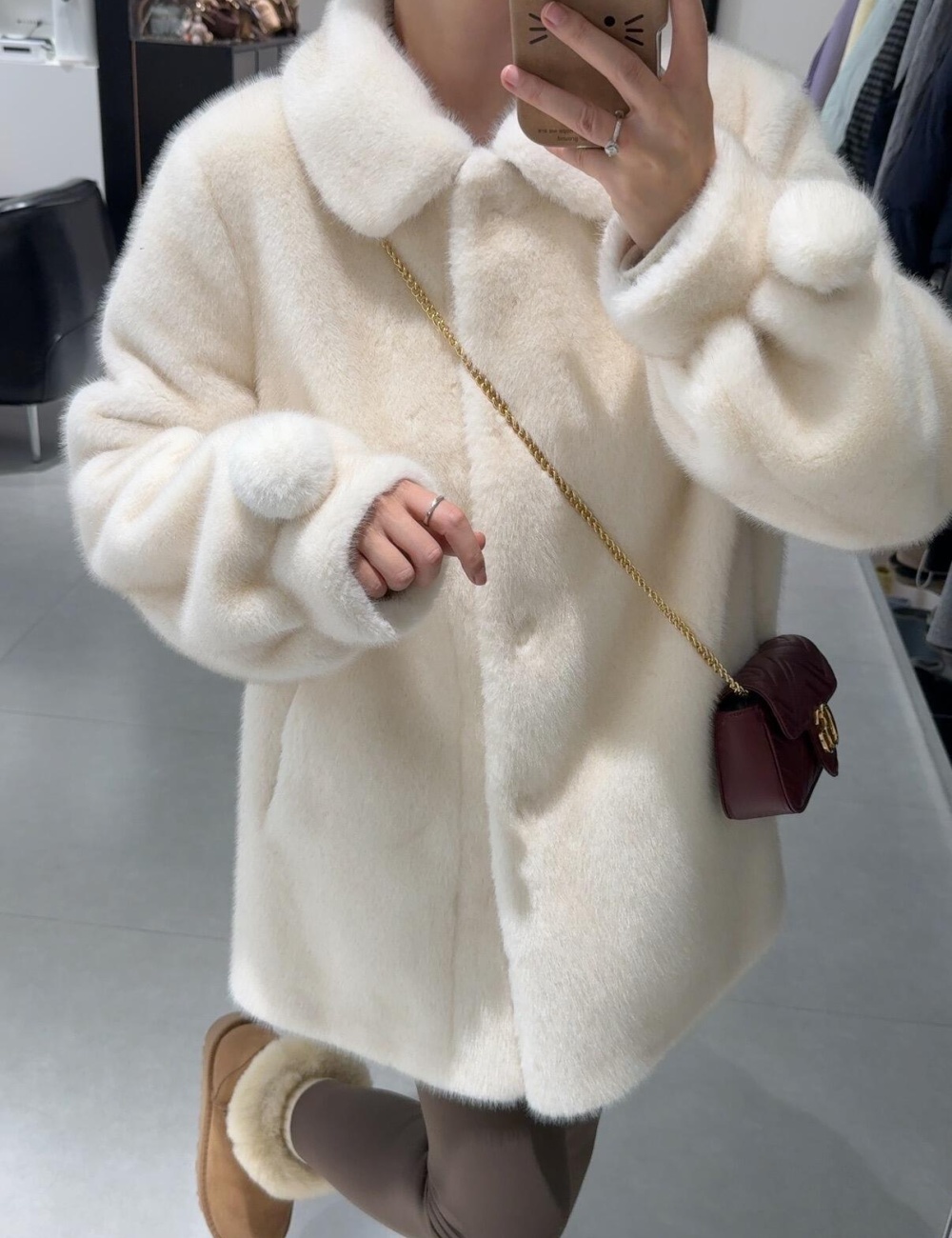 Velvet jacket long fur coat Korean style overcoat for women