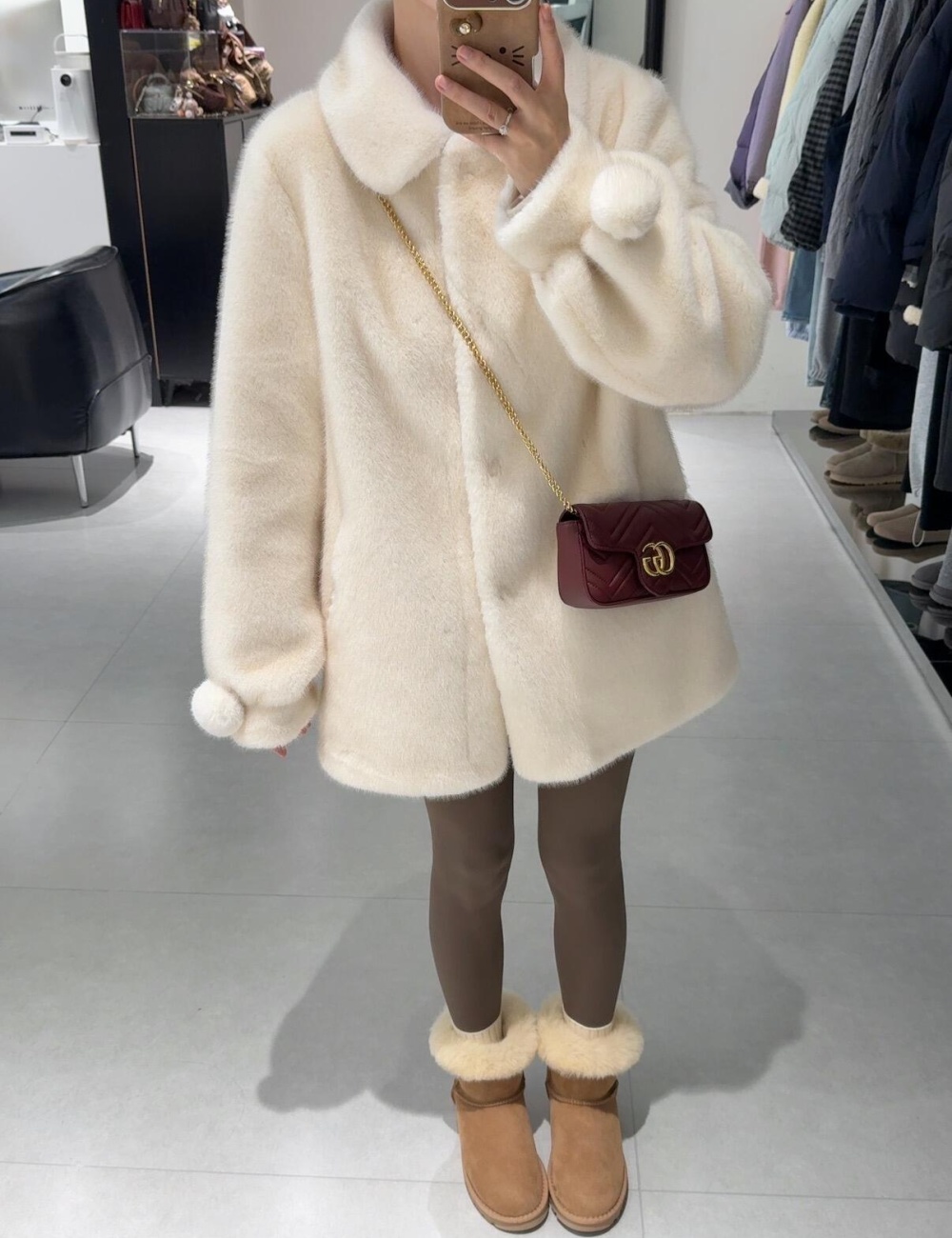 Velvet jacket long fur coat Korean style overcoat for women