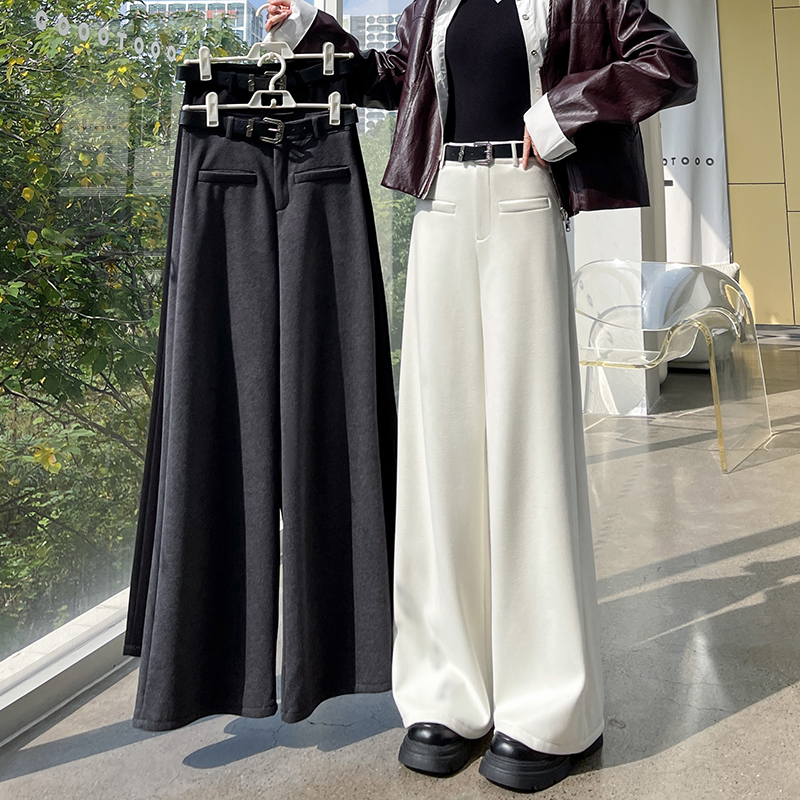 Straight pants suit pants woolen wide leg pants for women