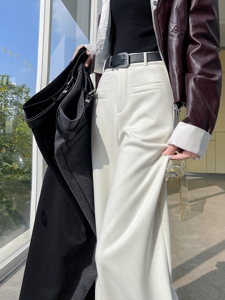 Straight pants suit pants woolen wide leg pants for women