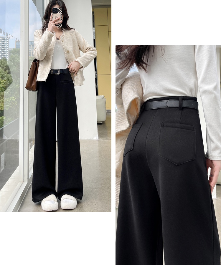 Straight pants suit pants woolen wide leg pants for women