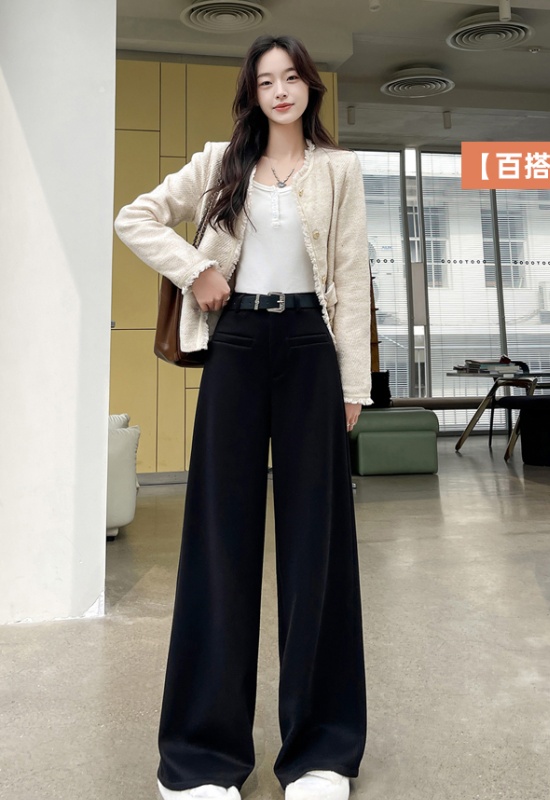 Straight pants suit pants woolen wide leg pants for women