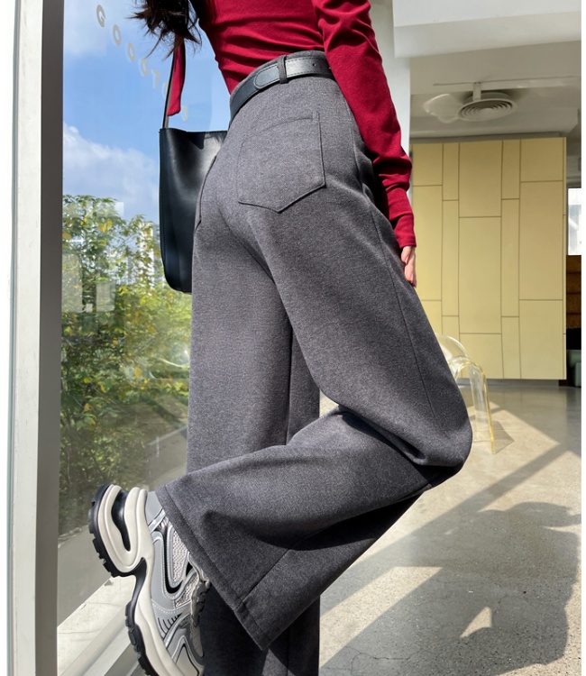 Straight pants suit pants woolen wide leg pants for women