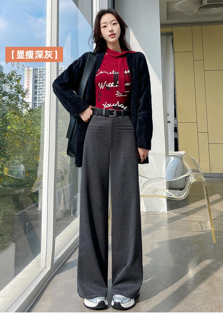 Straight pants suit pants woolen wide leg pants for women