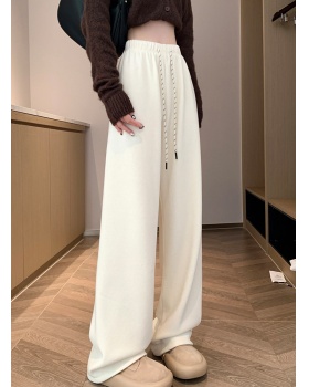 Plus velvet high waist wide leg pants slim straight pants