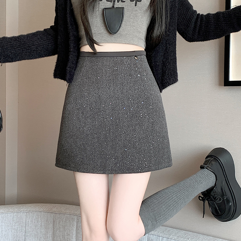 Woolen skirt autumn and winter short skirt for women