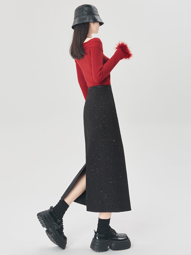 Autumn and winter after the split skirt for women