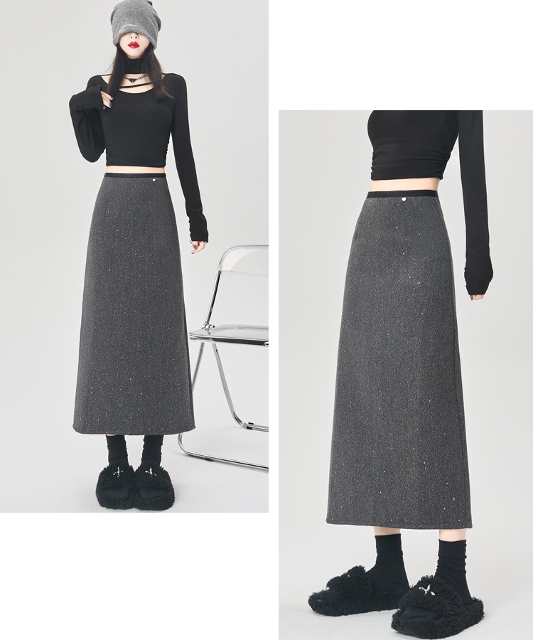 Autumn and winter after the split skirt for women