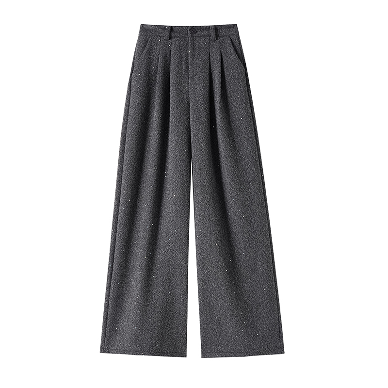 Autumn woolen casual pants sequins wide leg pants for women