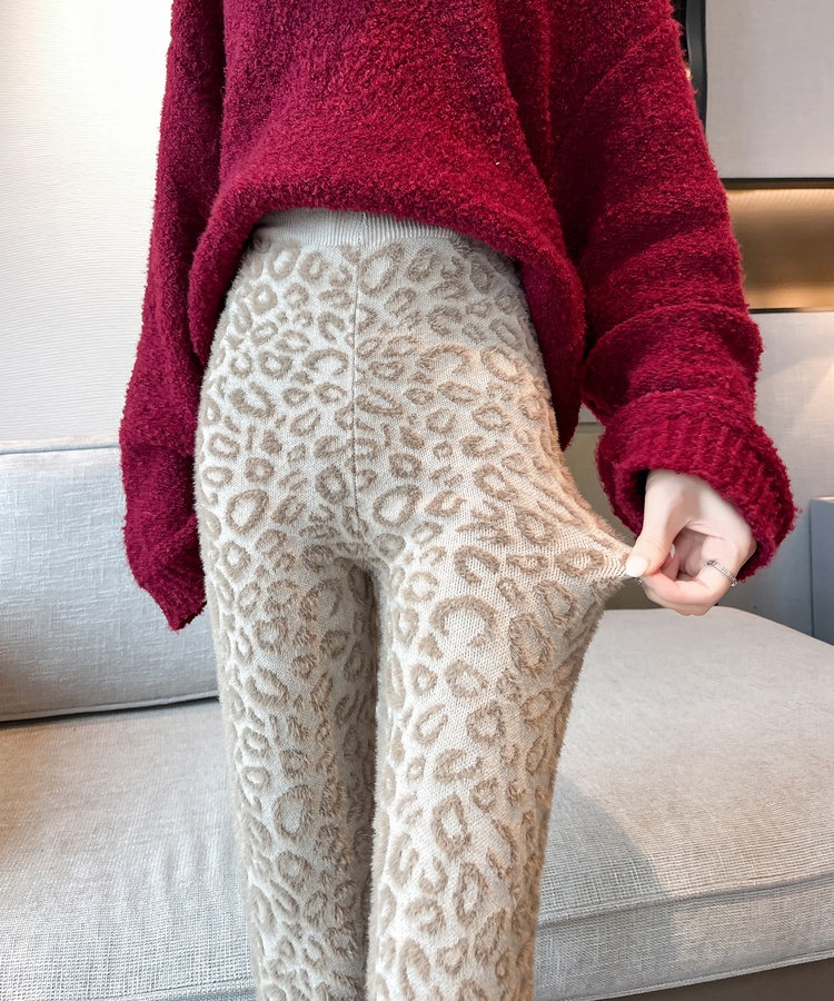 Mink velvet slim pencil pants tight knitted leggings for women