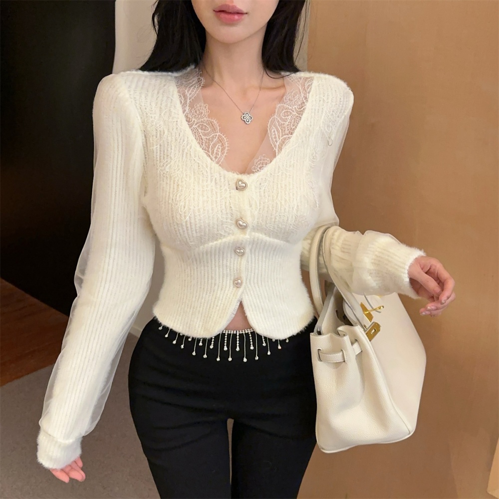 Knitted gauze tops tender winter cardigan for women